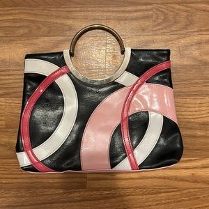 ALDO pink black and white leather hand bag (11.5”x8.5”)